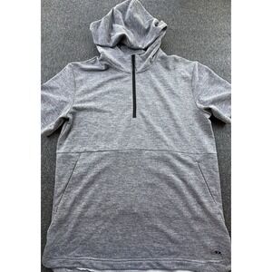 MSX Michael Strahan Pullover Mens Medium Gray Hooded Quarter Zip Athleisure Gym‎